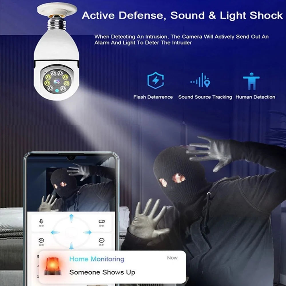 Pan Tilt Security Light Camera Full-HD 1080P Wireless Wi-Fi IP Camera, Home Surveillance CCTV Cameras with Motion Auto Tracking/Siren Alarm/Night Vision/Remote Viewing/Two-Way Audio,5G