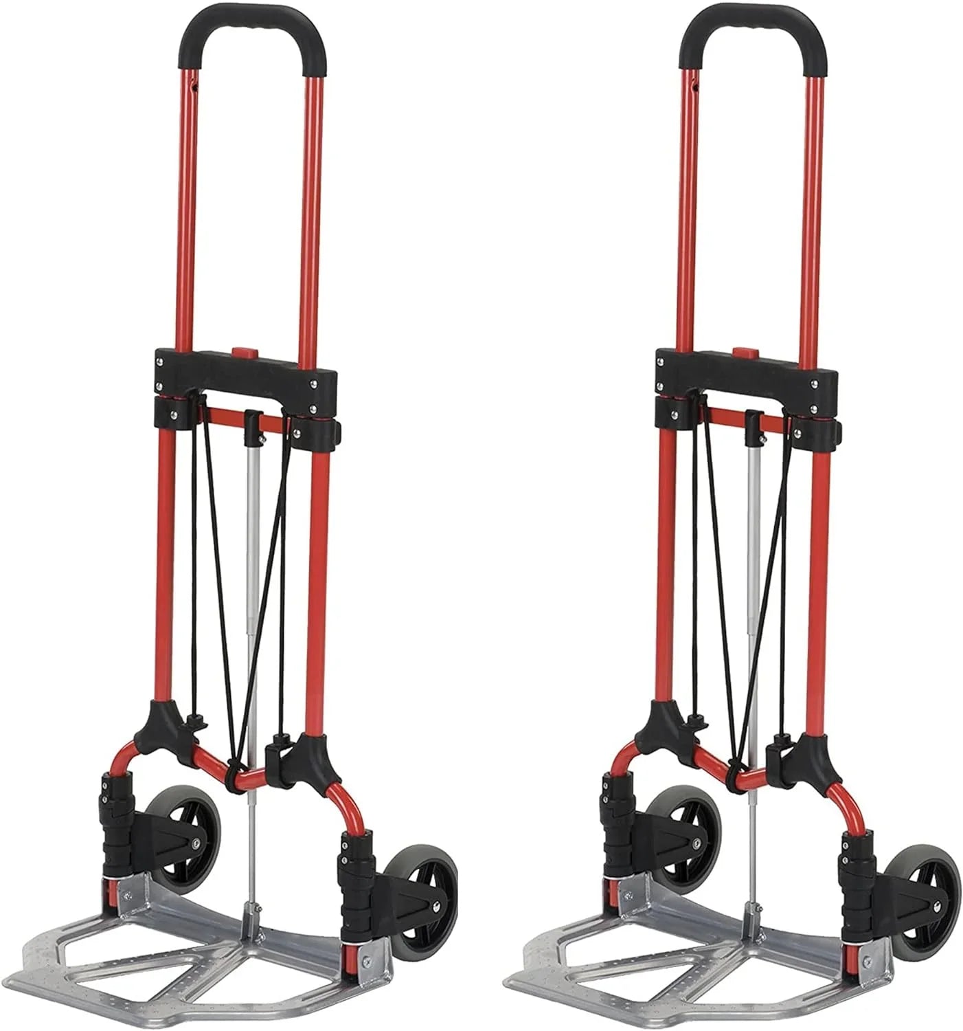 Personal 160Lb Capacity MCI Folding Steel Luggage Hand Truck Cart W/Telescoping Handle, Dark (4 Pack)
