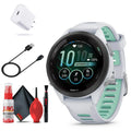 Garmin Forerunner 265S Smartwatch (White) Bundle with USB-C Charging Cable and Adapter, 6Ave Cleaning Kit, and Edge Protection