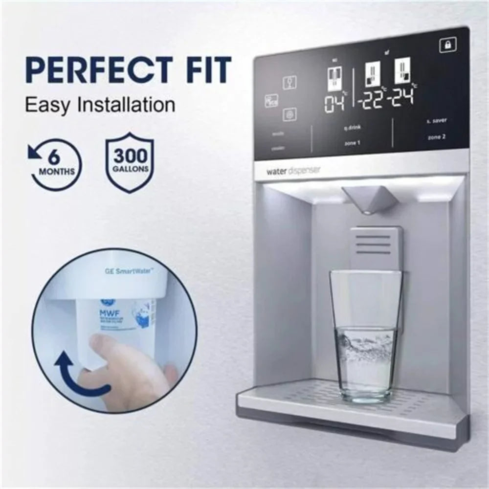 3 Pack MWF Refrigerator Water Filter, People for Smart Water MWFP, MWFA, GWF, HDX FMG-1, WFC1201, GSE25GSHECSS, PC75009, RWF1060