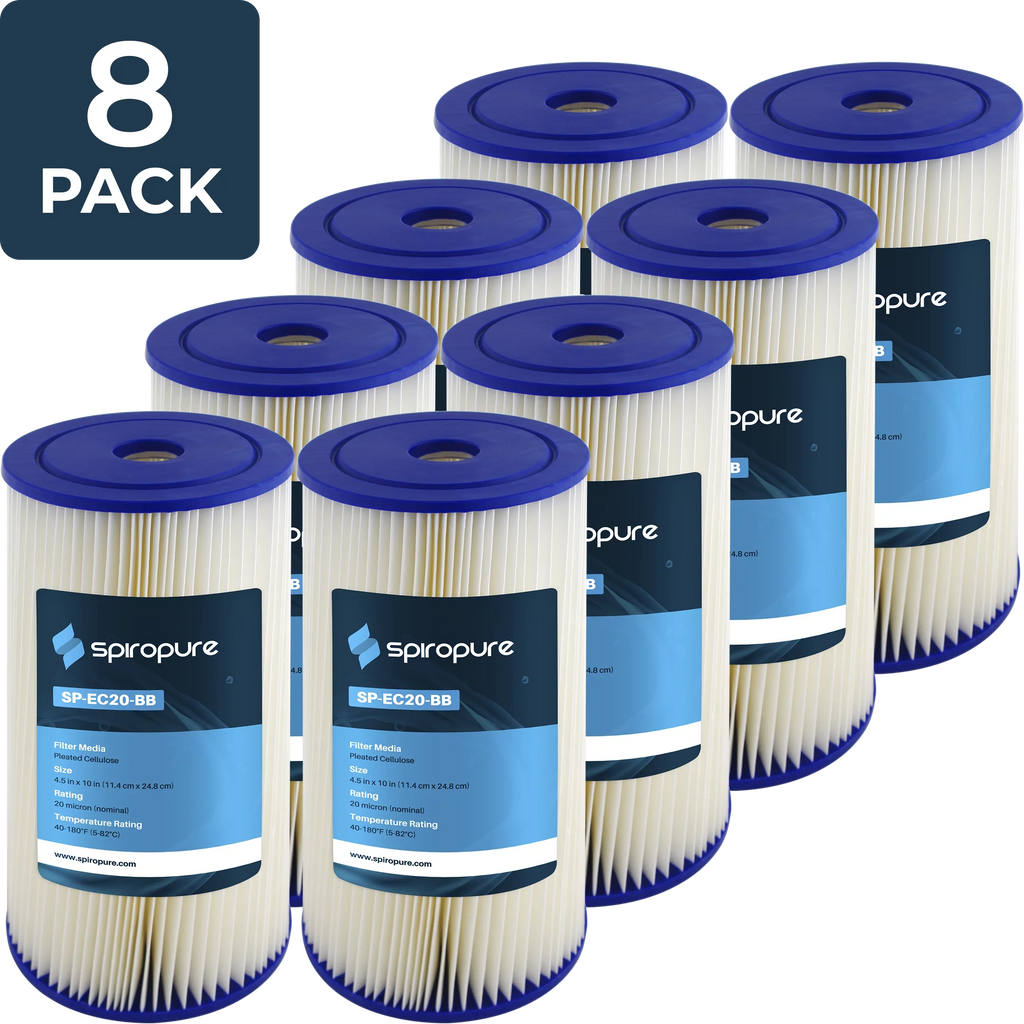 SpiroPure SP-EC20-BB 10x4.5 20 Micron Pleated Cellulose People Water Filter Cartridge ECP20-BB 255491-43 (Case of 8)