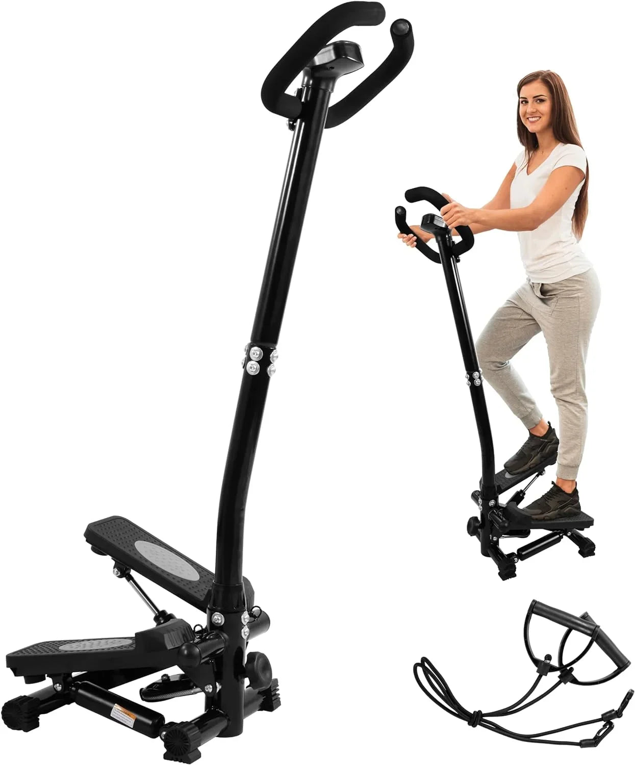 Signature Fitness Adjustable Mini Stepper Stair Stepper Stepping Machine with Resistance Bands, with or Without Handle