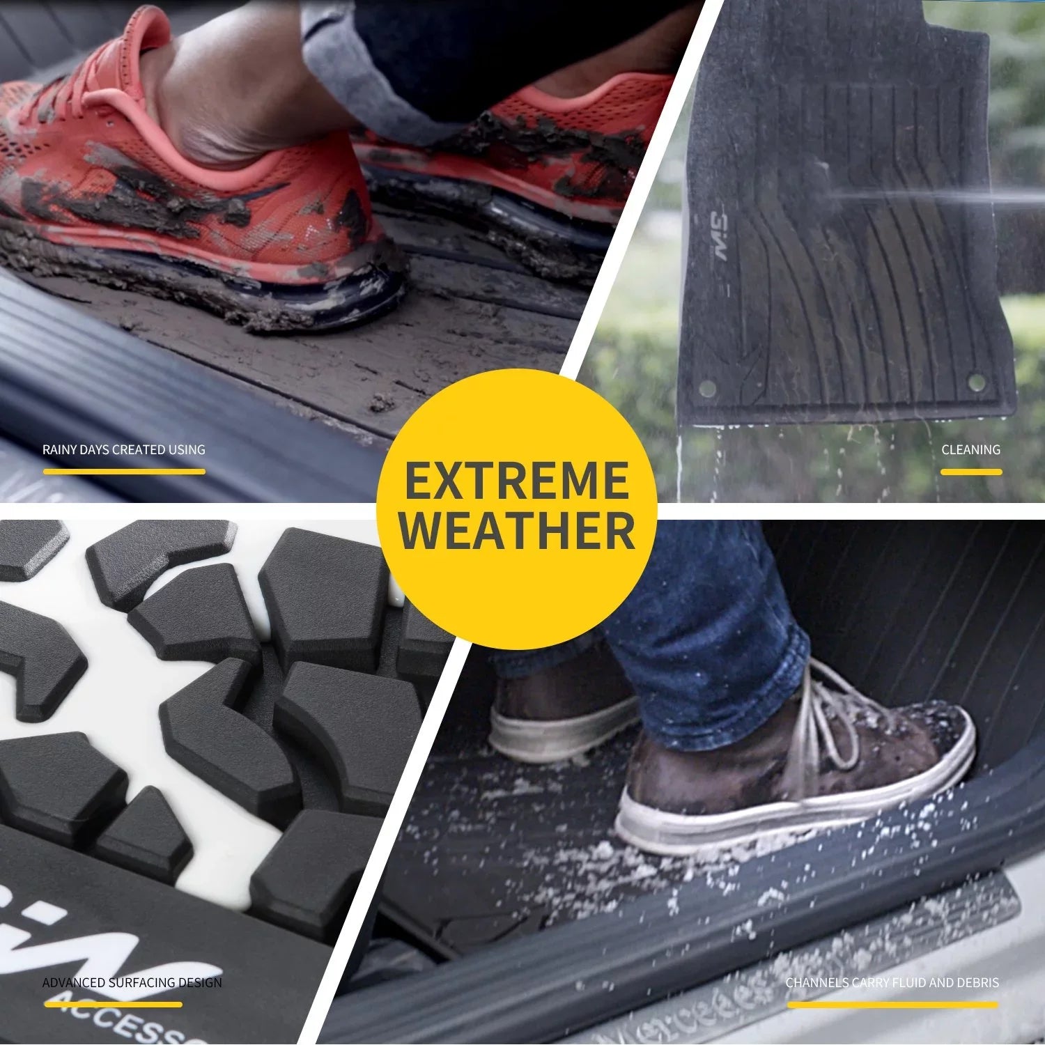 3W Floor Mats for Dodge Ram 2019 2020 (NOT for Storage Under Rear Seat) - Full Set All Weather Ram 1500 Crew Cab Carpet with Non-Toxic TPE 1st & 2nd Row for Bucket Seating, Dark