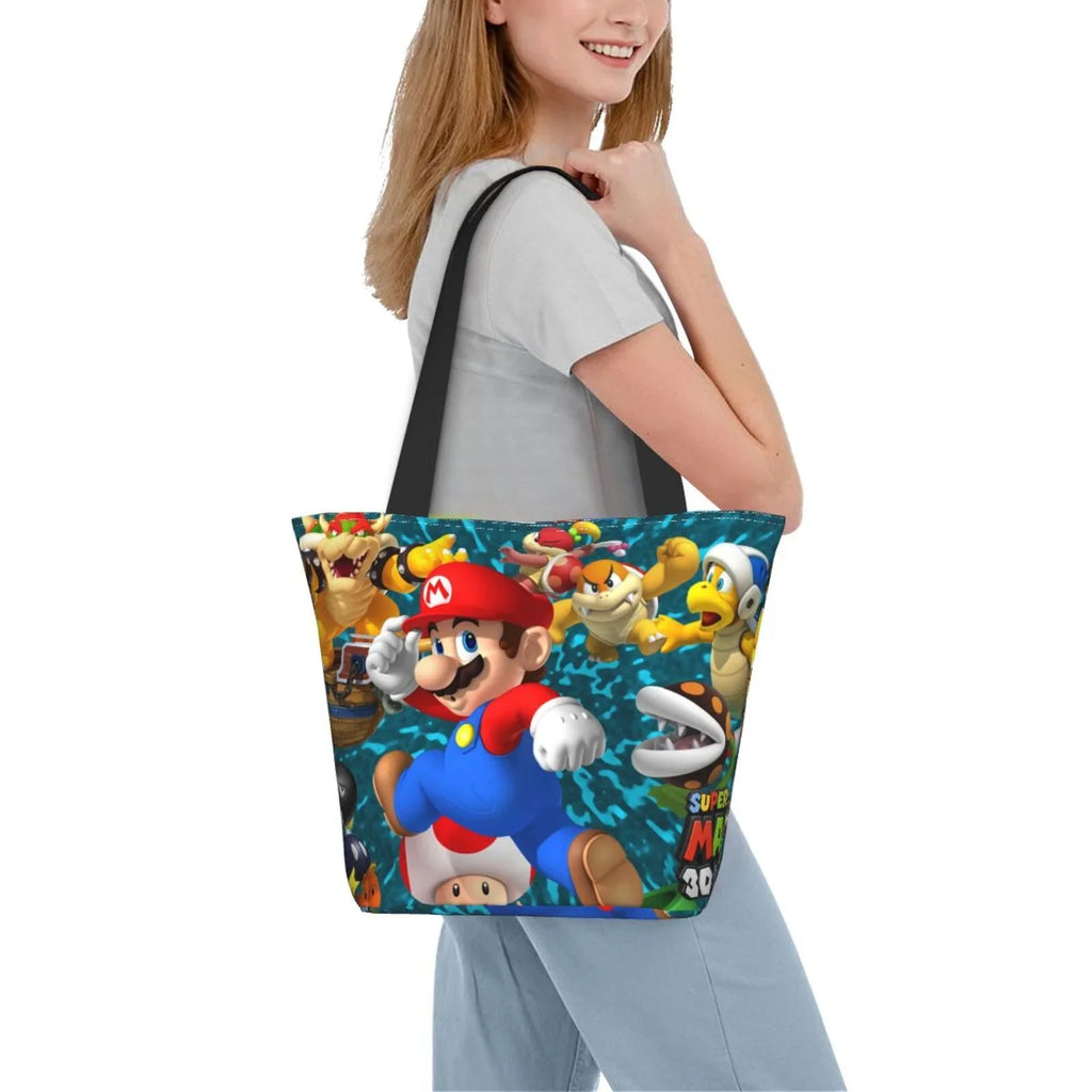 Super Mario 3D Land People Tote Bag Large Capacity Shoulder Handbag For Travel Beach Shopping Business Work School