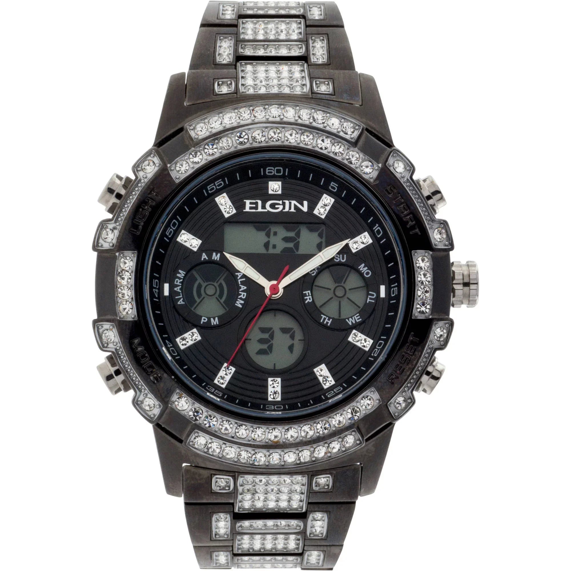 Elgin Adult Male Analog Digital Watch with Crystals in Gun Metal (FG160012GN)