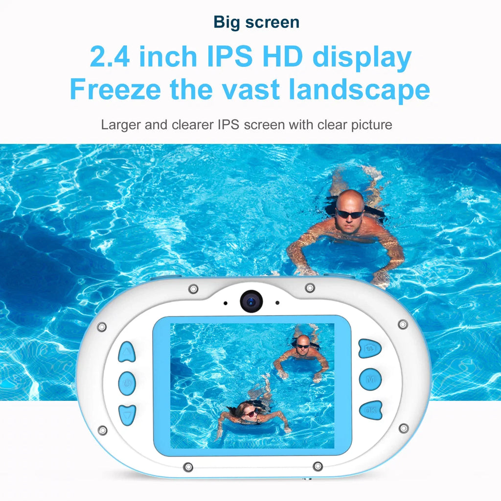 Anself 8MP Digital Waterproof with Front and Rear Dual Cameras 2.4 Inch IPS Screen One-click PhotoVideo Self-timer for 5s