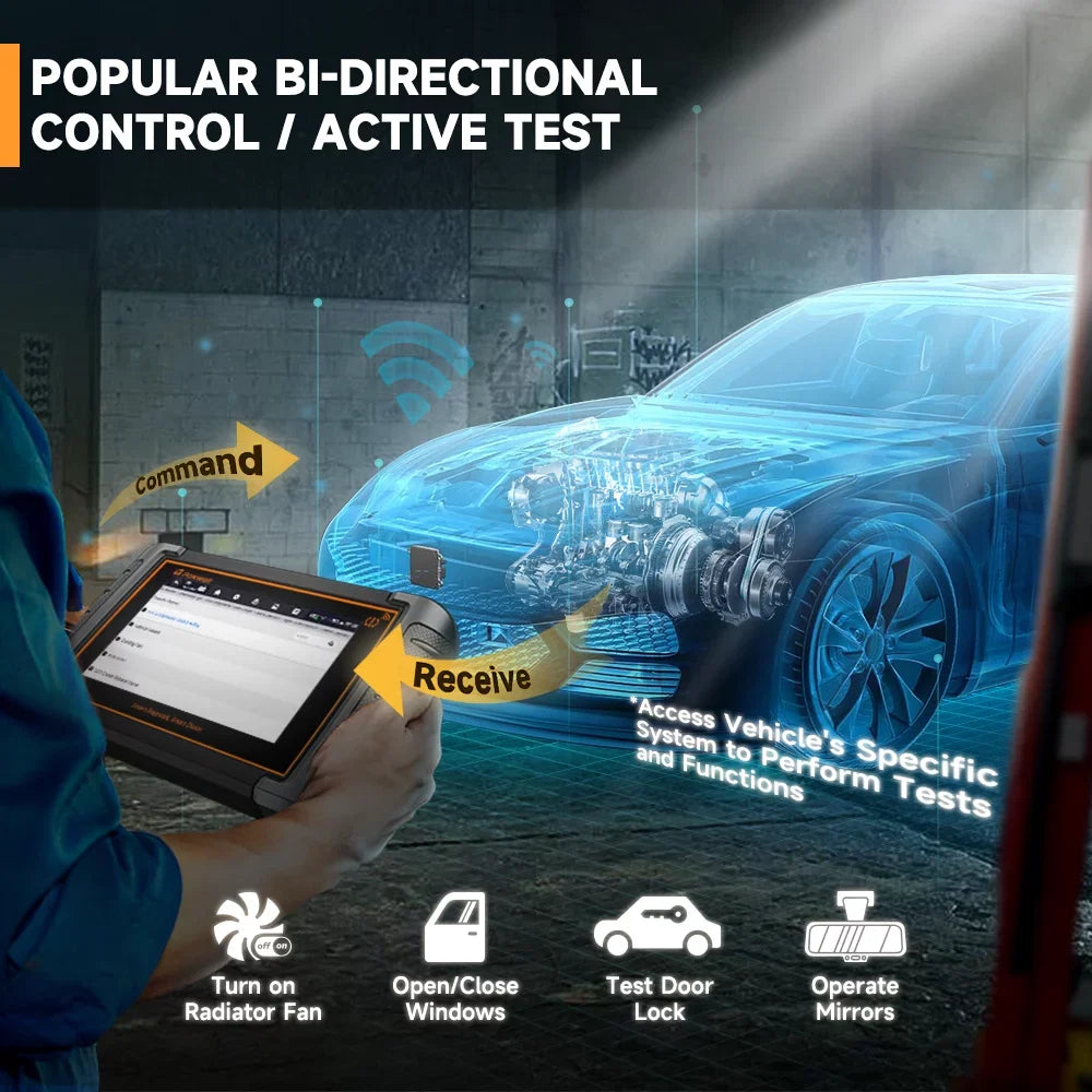 Foxwell NT809TS TPMS Relearn Programming Reset Tool Bi-directional Control Scan Tool OBD2 Automotive Scanner Scan Full Systems Oil Reset ABS Bleeding Injector Coding 30+ Reset Services Car Code Reader