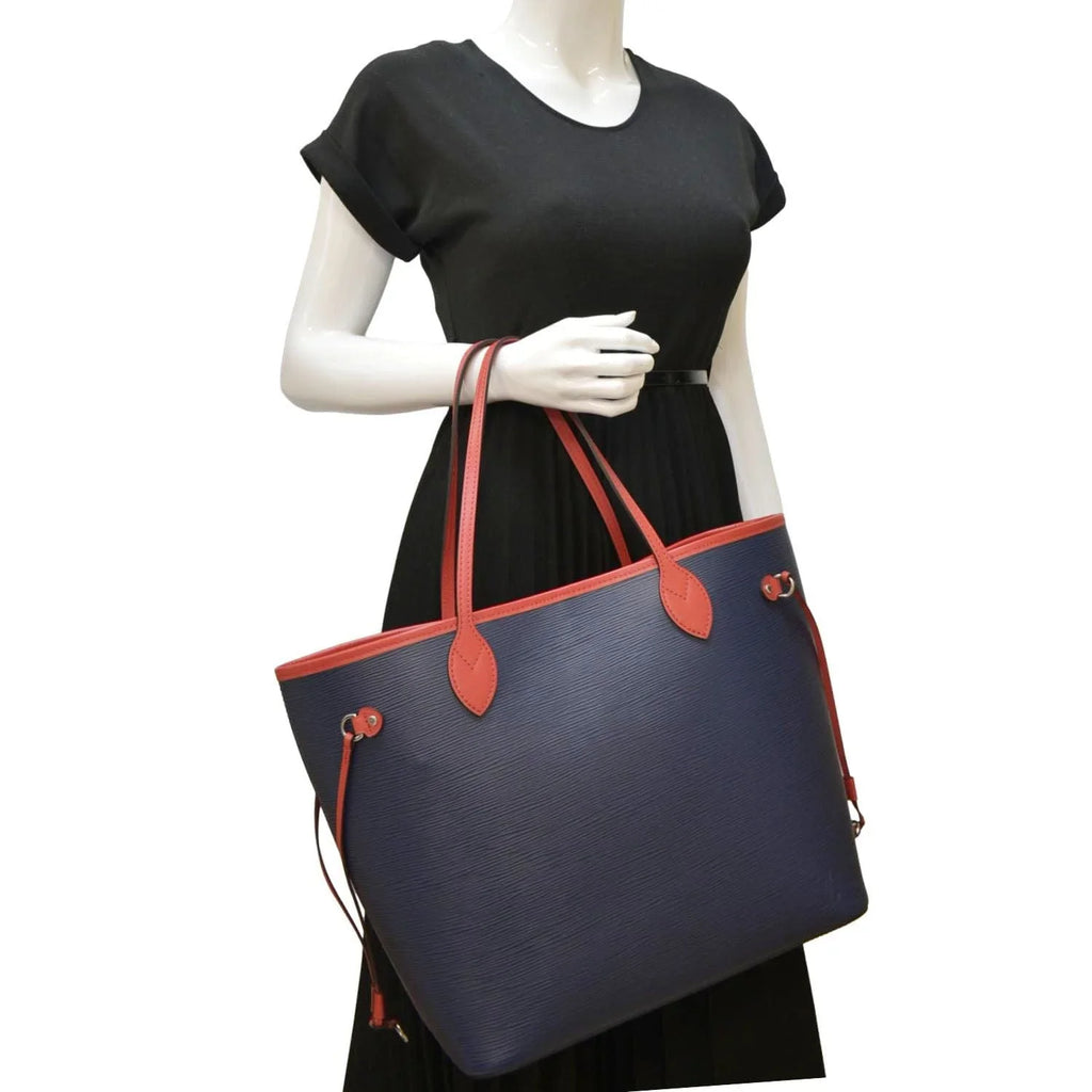 Pre-owned LOUIS VUITTON Neverfull PM Epi Leather Tote Shoulder Bag Blue