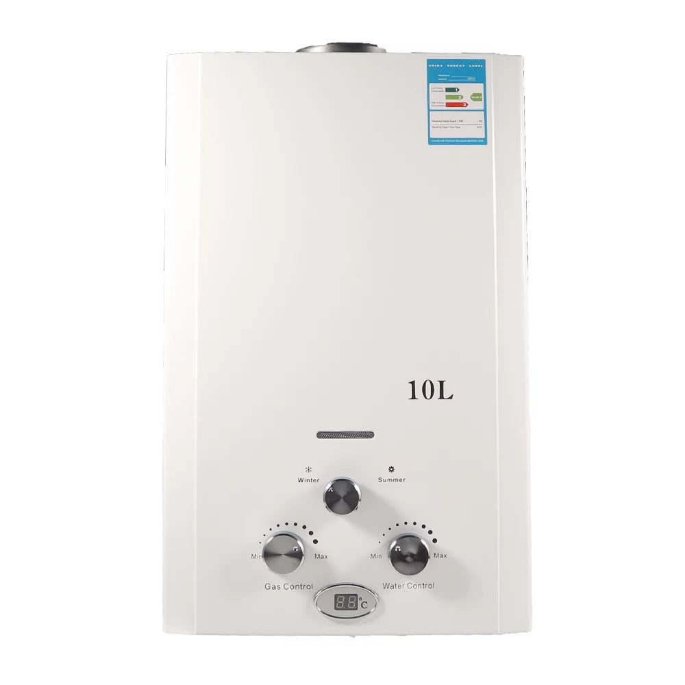 G · PEH 10L Natural Gas Tankless Hot Water Heater Instant Kitchen Boiler w/Shower Head