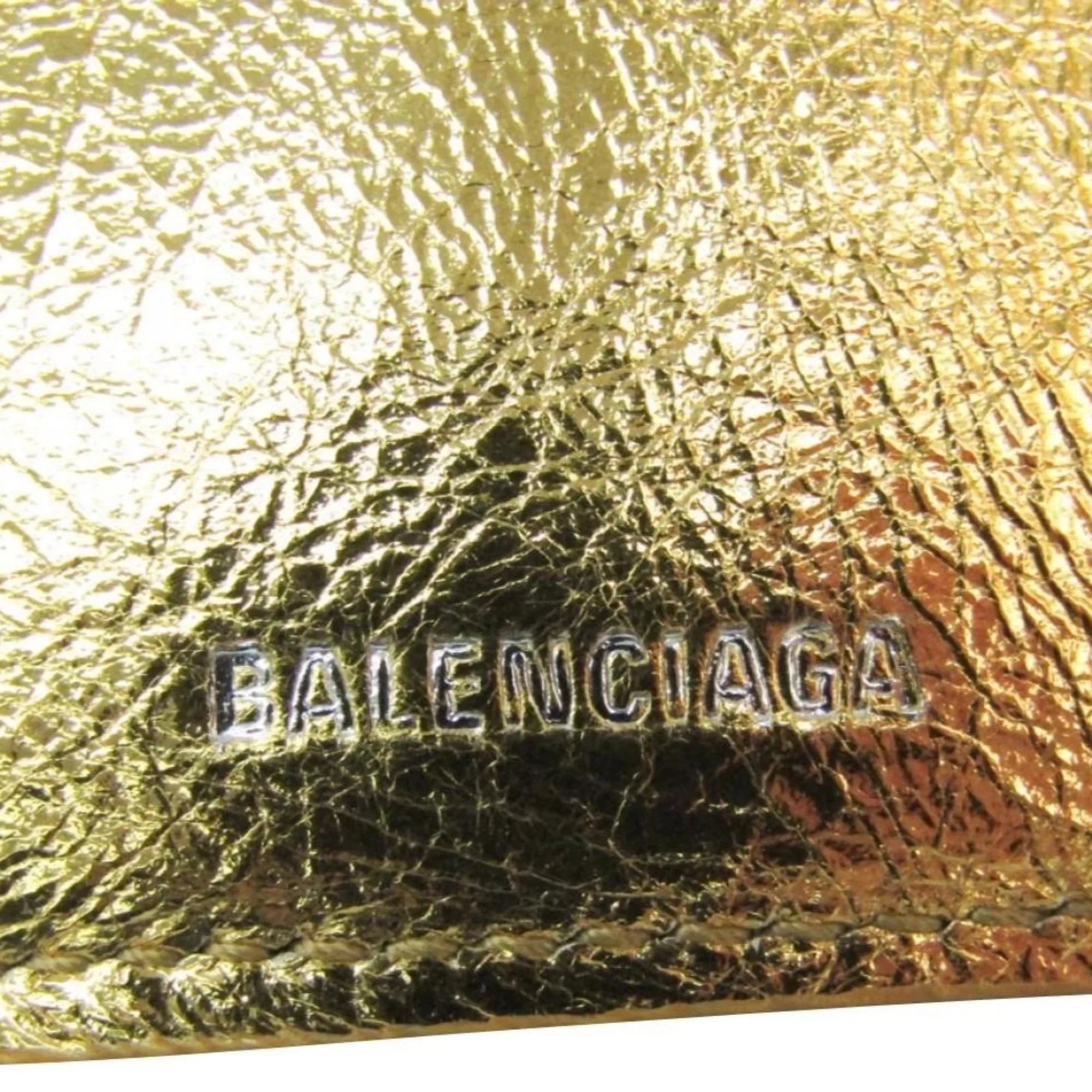 Balenciaga Papier Gold Arena Lambskin Mini Trifold Wallet 391446