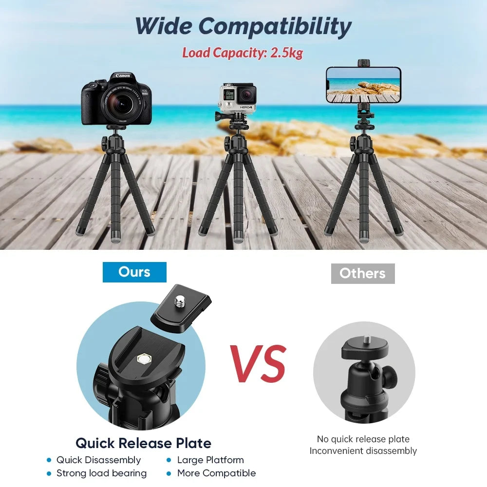 APEXEL Portable Flexible Octopus Tripod Final Point Mini Phone Stand 360 Rotation Shooting for Phone DSLR Gopro Live Streaming