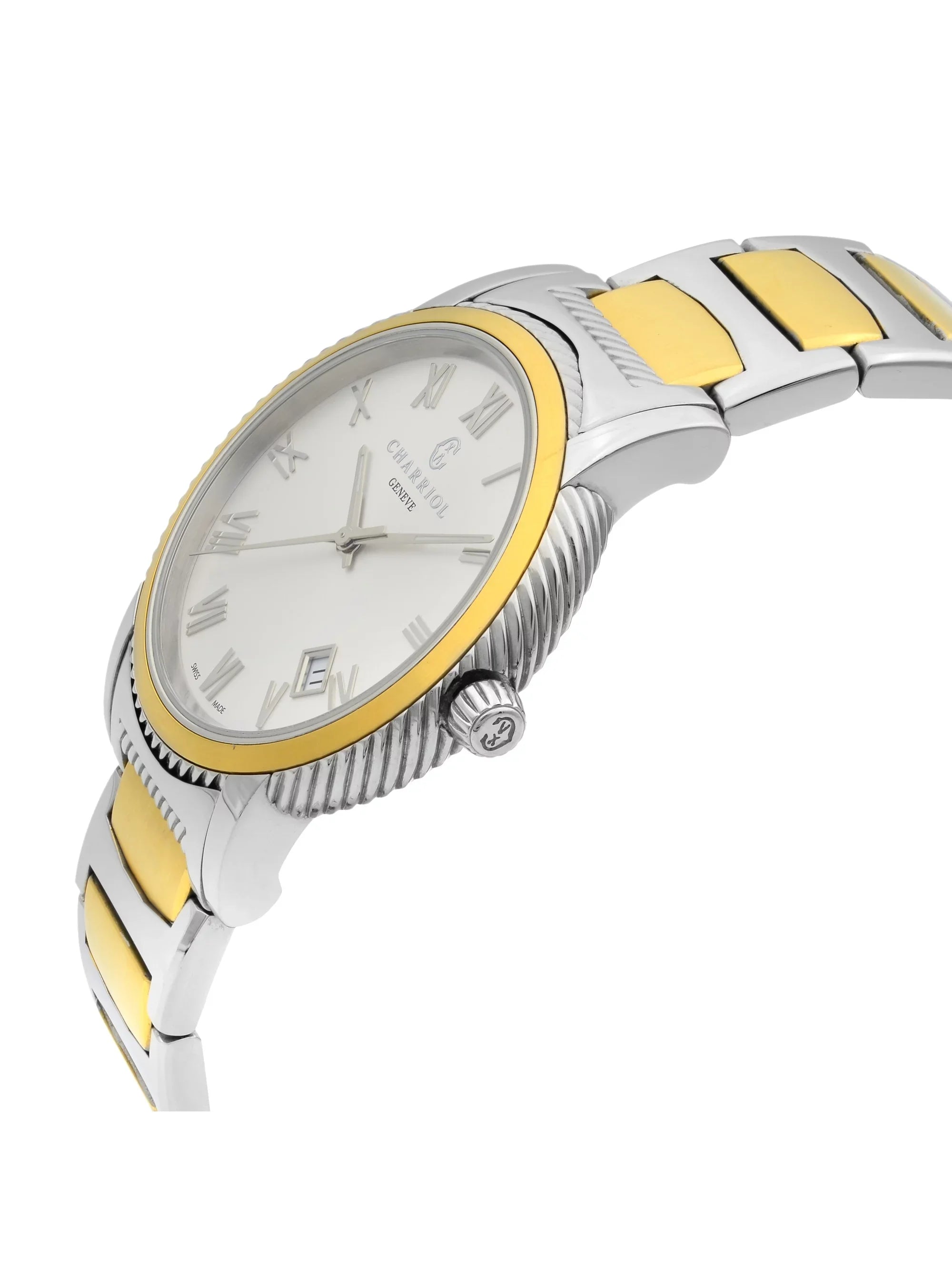 Charriol Parisii Two Tone Steel Silver Face Gemstone Unisex Watch P40SY2.931.001 Pre-Owned