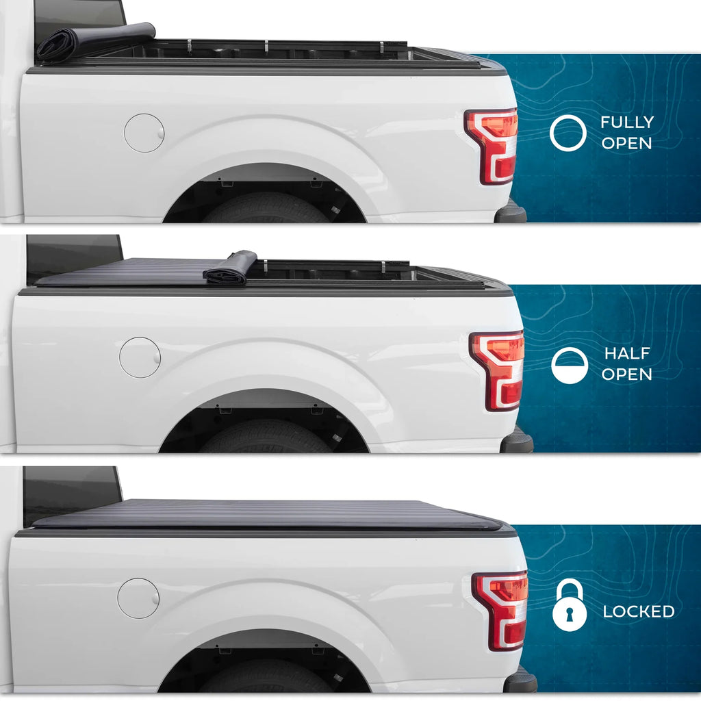 Ebony Flag Tonneau Cover Soft Roll-up Truck Bed Protector All Weather Retractable for Ram 1500 2002-2023 2500/3500 2003-2020 6.4 ft