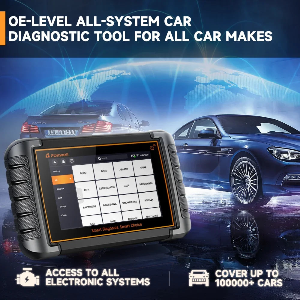 Foxwell NT809TS TPMS Relearn Programming Reset Tool Bi-directional Control Scan Tool OBD2 Automotive Scanner Scan Full Systems Oil Reset ABS Bleeding Injector Coding 30+ Reset Services Car Code Reader