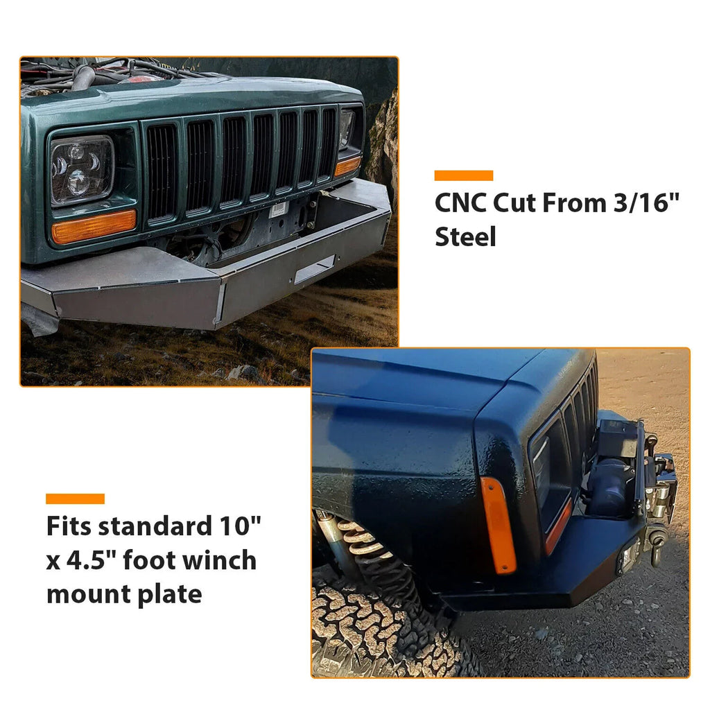 KOJEM DIY Front Bumper Bare Metal Kit for 1984-2001 Jeep Cherokee XJ Winch Mount Plate