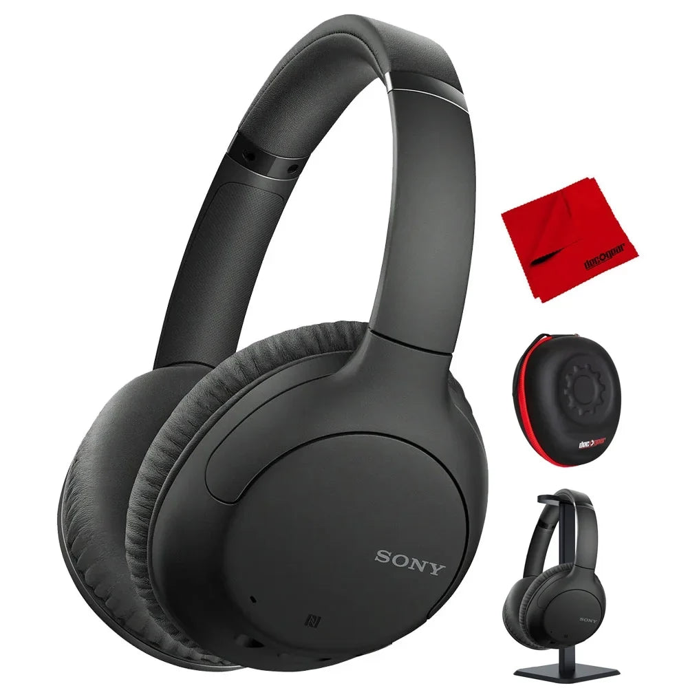 Sony WH-CH710N Wireless Noise-Canceling Headphones Bundle with Deco Gear Headphone Case and Stand for the WHCH710N Model Headphones Midnight