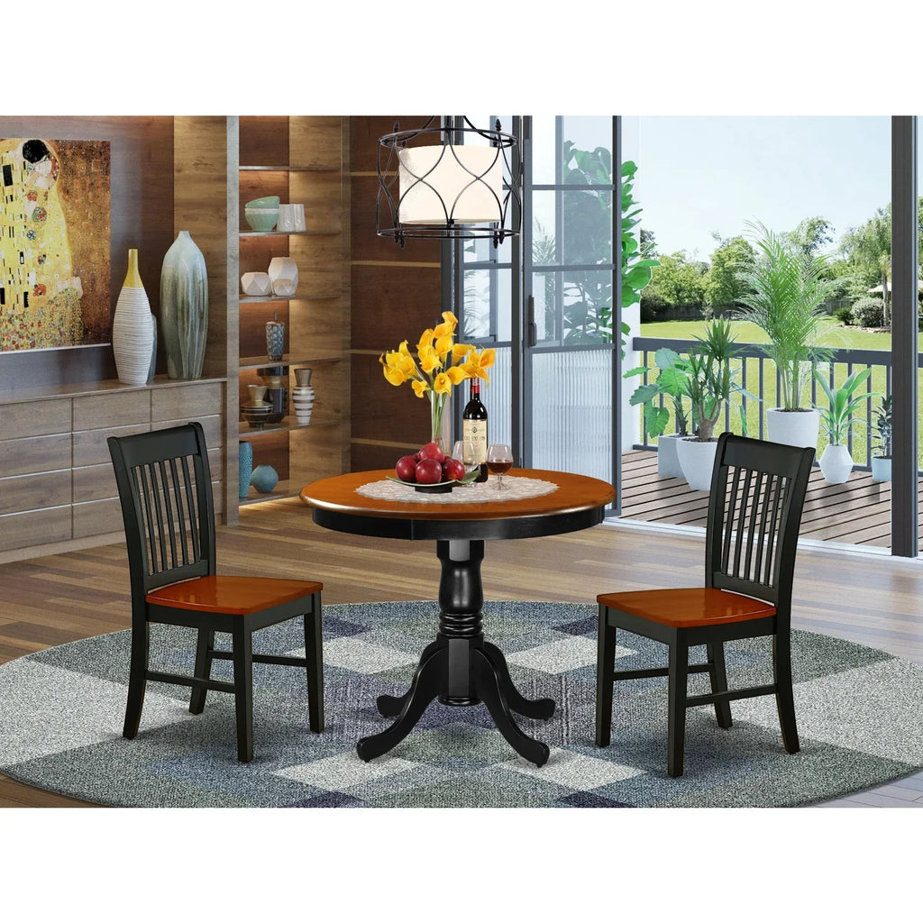 East West Furniture Antique 3-piece Traditional Wood Dining Set in Dark