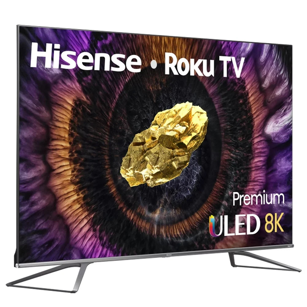 Hisense 75U800GR 75" ULED 8K Premium Quantum Dot Roku Smart TV 2021 with Dolby Vision Bundle with Deco Home 60W 2.0 Channel Soundbar, 37"-100" TV Wall Mount Bracket Bundle and 6-Outlet Surge Adapter