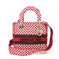 Pre-Owned Christian Dior DIOR Dior Amour Lady D-Lite Dee Light Mini Medium Bag Red x Polka Dot Canvas M0565OBBE_933U Handbag Shoulder (Like New)