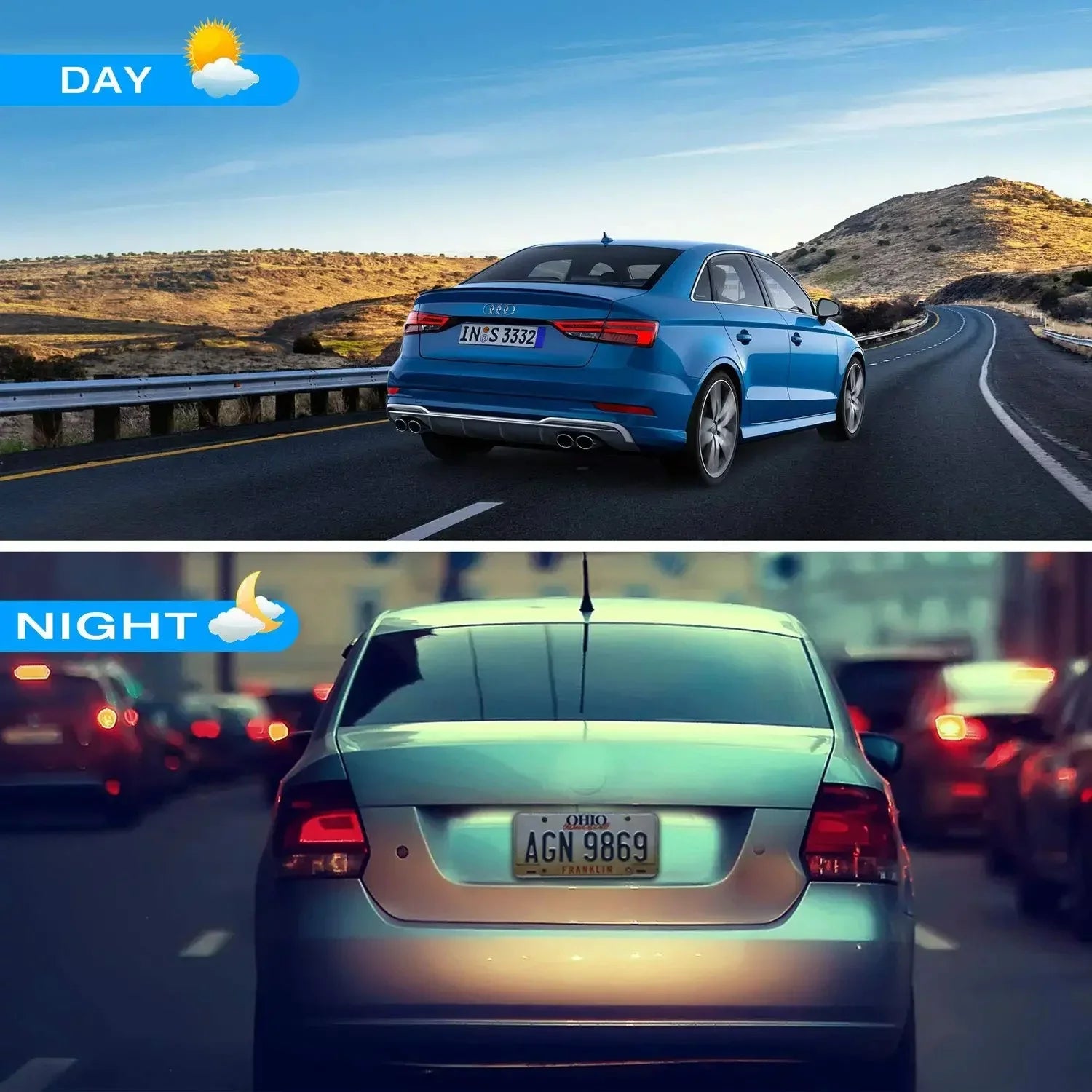 Bileeko Car Mirror Dashcam 10 inch IPS Full Touch Screen Dual Lens Rear View Backup Camera, Parking Monitor, Loop Recording