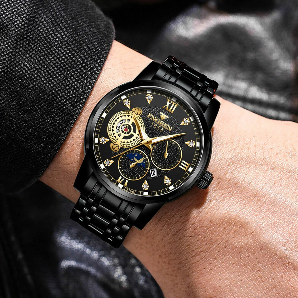 Waterproof People Watch Stainless Steel Crystal Luminous Classic Wristwatch Luxury