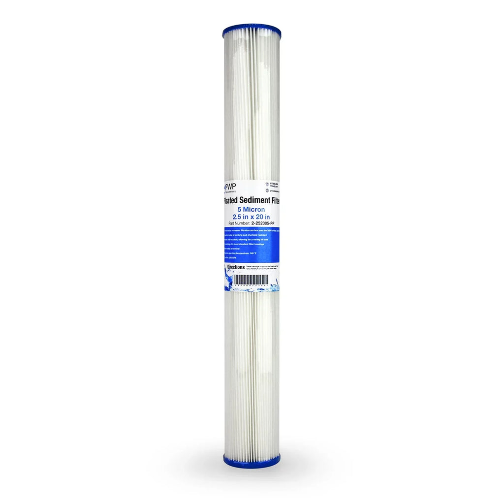 Pleated Poly Individuals Water Filter Cartdrige 20x2.5" 5 micron 25 Pack