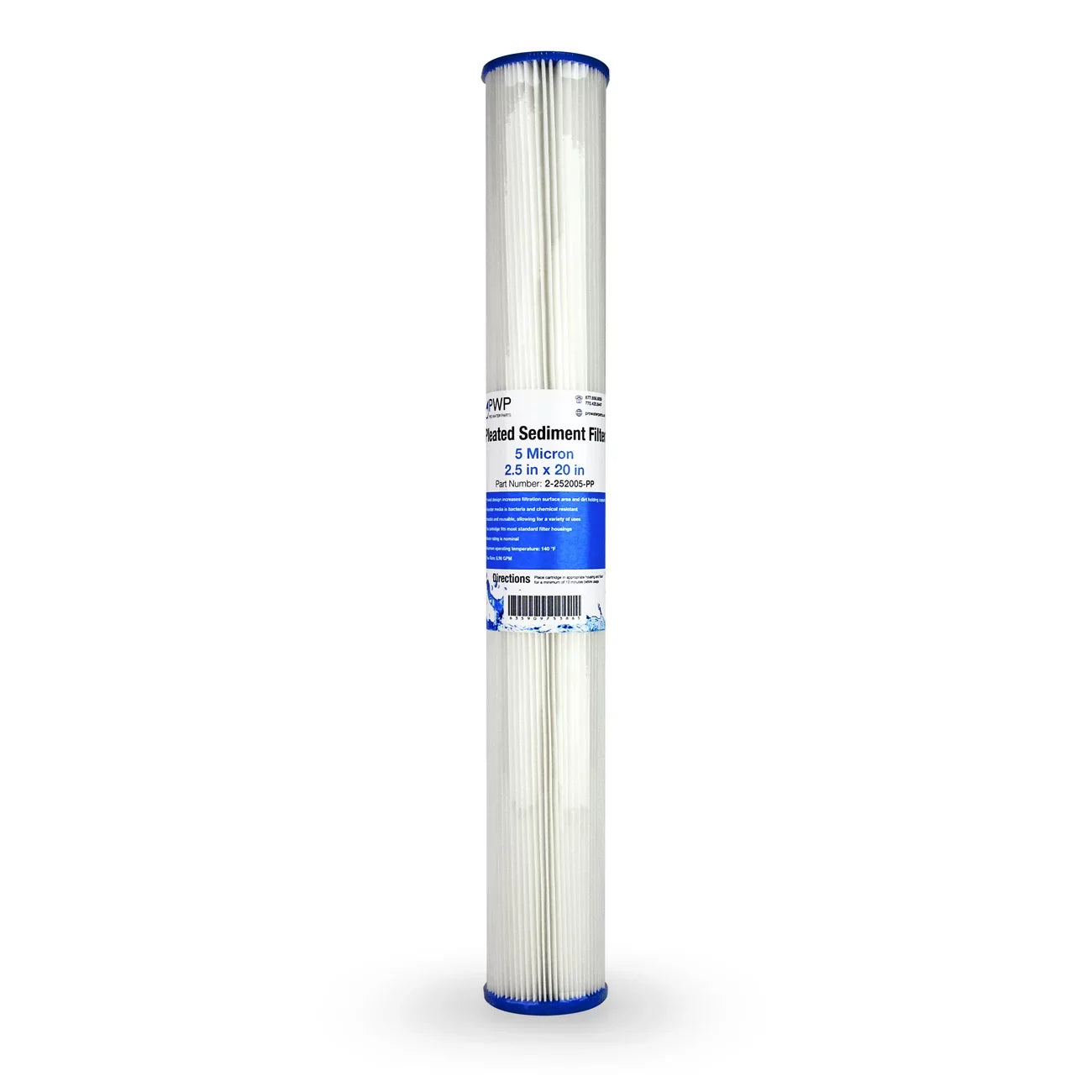 Pleated Poly Individuals Water Filter Cartdrige 20x2.5" 5 micron 25 Pack