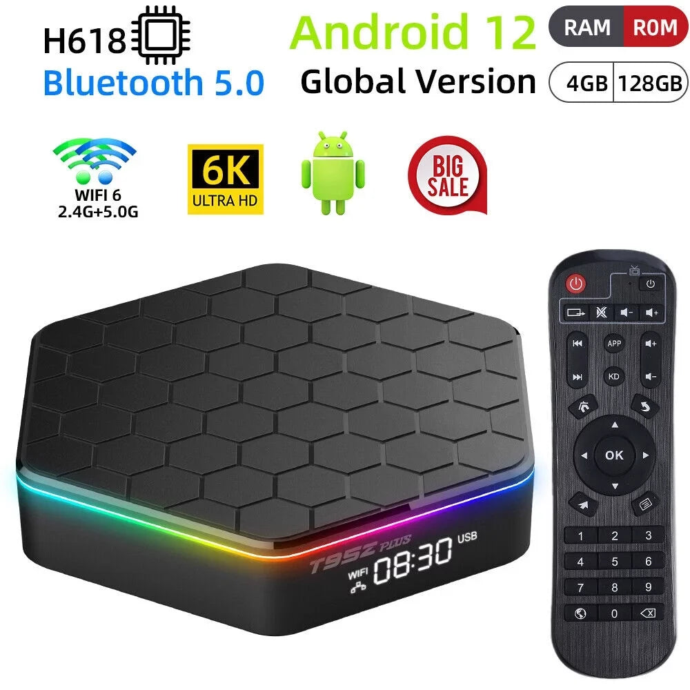 JahyShow Upgraded T95Z Plus TV Box - Smart Android 12.0, 6K HD Stream Player, 4+128G