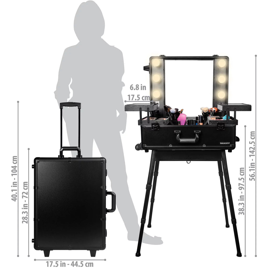 SHANY Studio ToGo Wheeled Trolley Makeup Case & Organizer with Light - Ebony