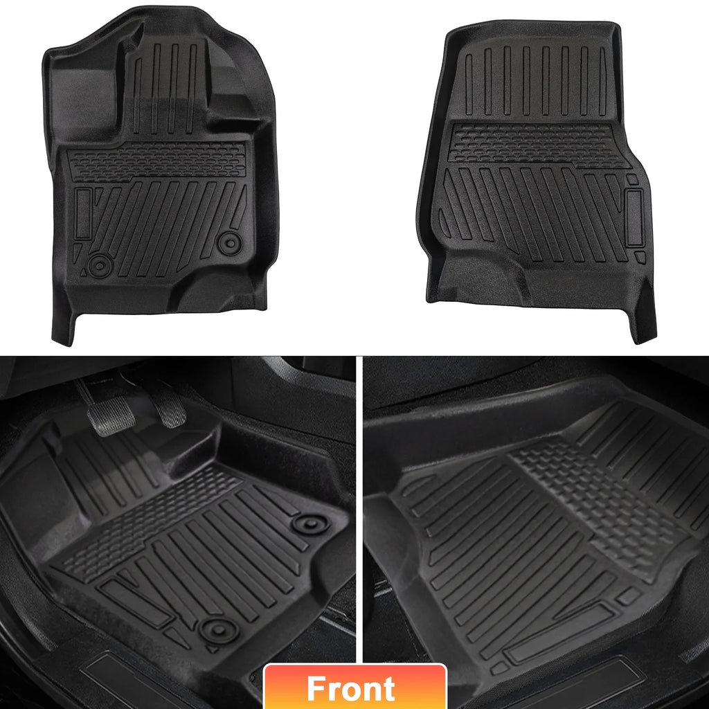 3PCS All-Weather TPE Front & Rear Floor Mats For 2015-2024 Ford F-150 F150 SuperCrew Cab,Custom Floor Mats 1st & 2nd Row Seat,Only For F150 2015-2024 Super Crew&Bucket Seats & W/O Storage