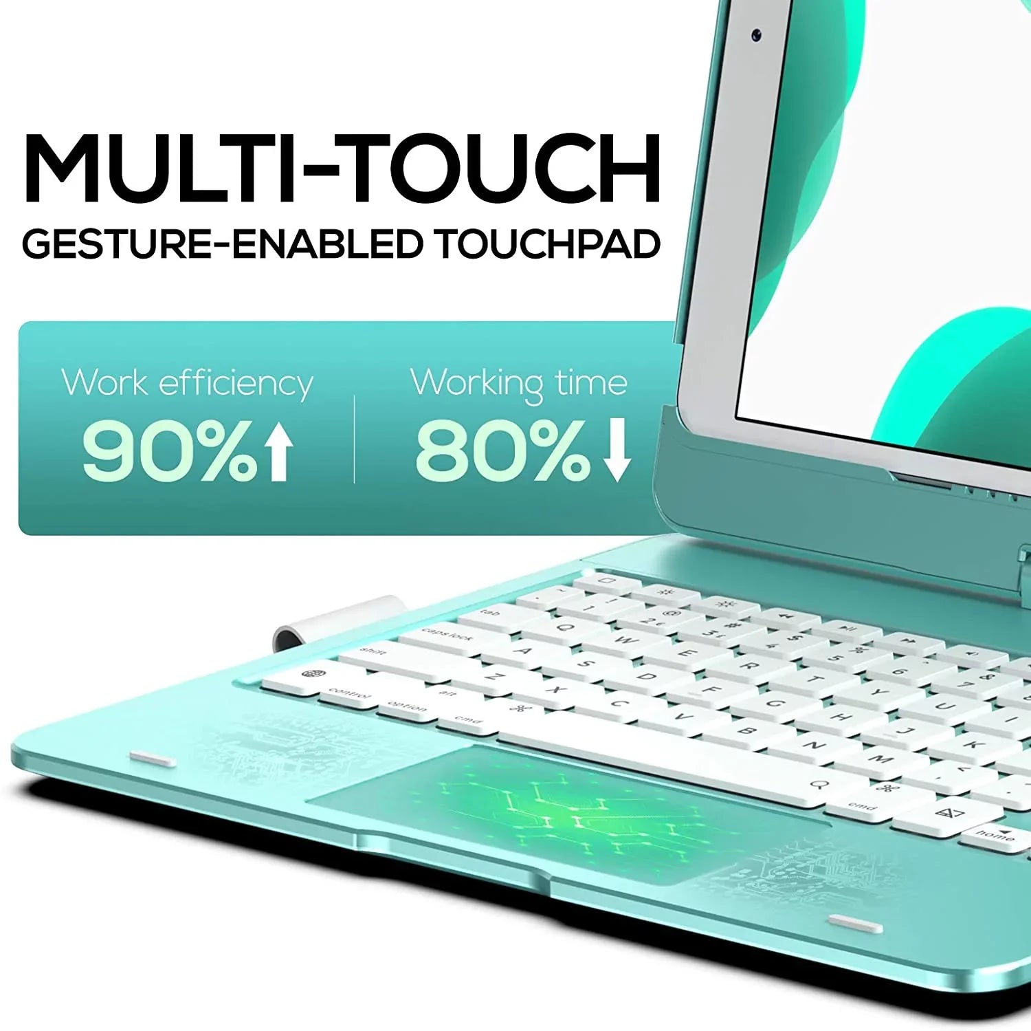 Typecase Keyboard Case with Trackpad for 10.2-inch iPad 9th Generation (2021), iPad 8th Generation (2020), 7th Gen, Air 3, Pro 10.5, Backlit Wireless Protective Slim Cover with Pencil Holder (Seafoam)