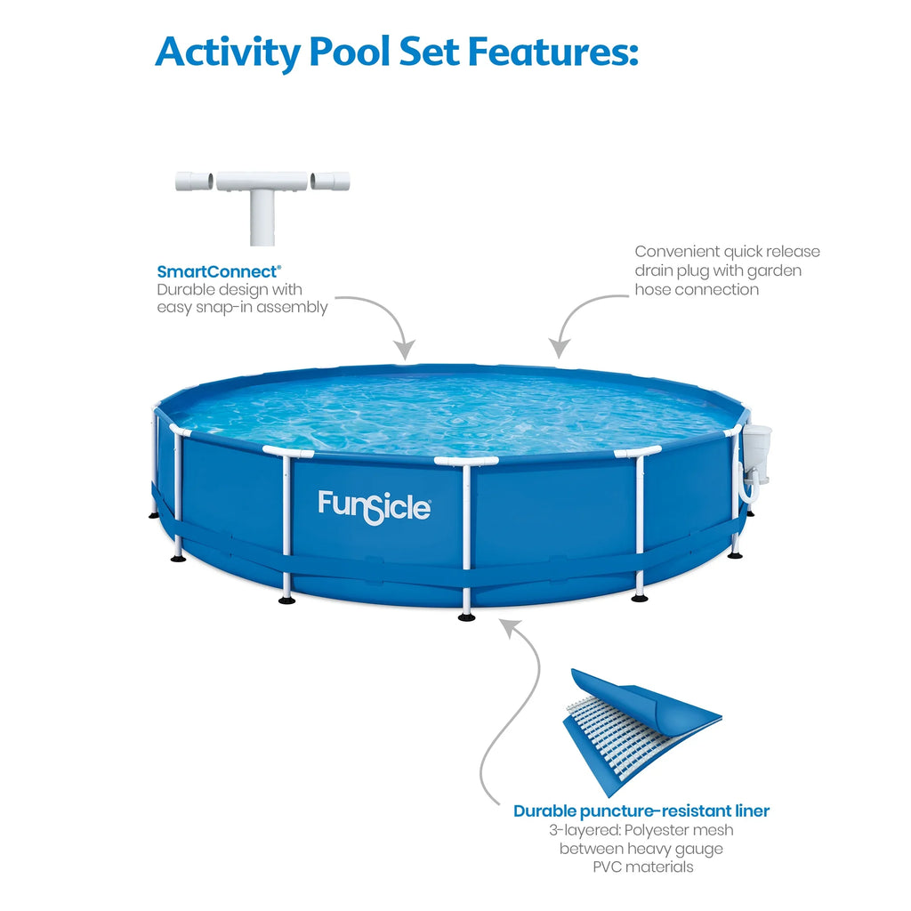 Funsicle 15 ft Activity Above Ground Frame Swimming Pool, with Filter Pump, Round, Age 6 & up