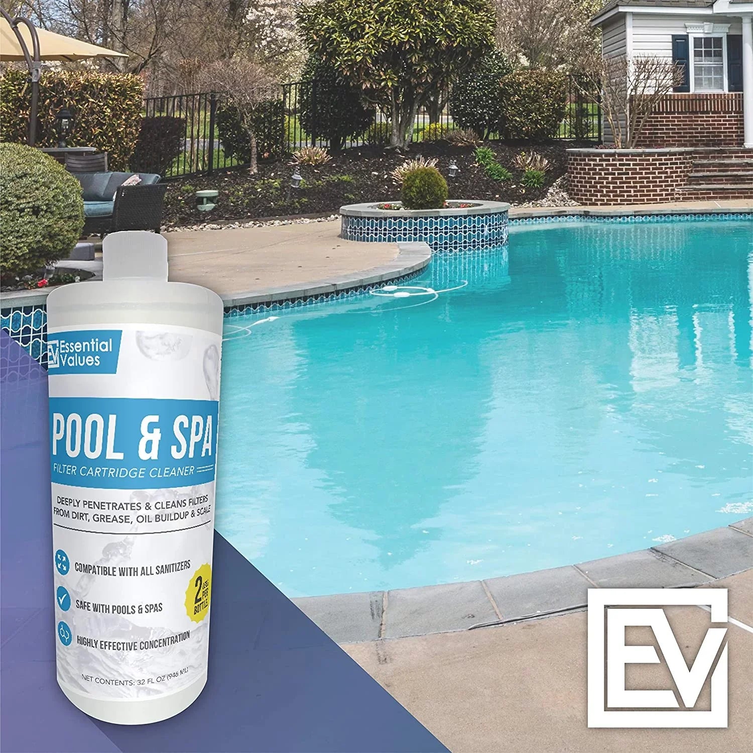 Essential Values Spa Cartridge Cleaner | Pool Cartridge Cleaner (2 Pack)