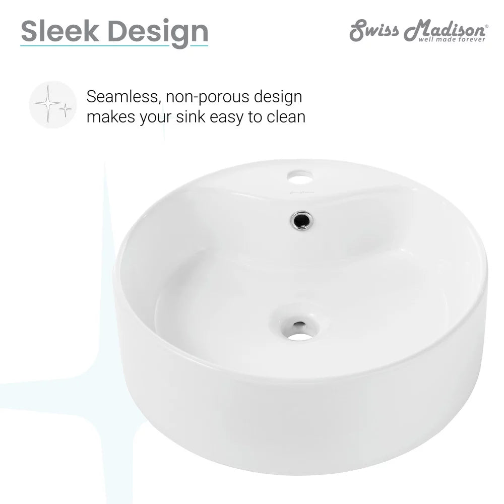 Swiss Madison Monaco Round Vessel Sink with Faucet Mount