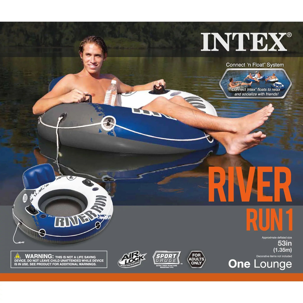 Intex American Flag 2 Person Float w/ River Run 1 Person Tube (2 Pack)