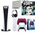 Sony Playstation 5 Digital Version (Sony PS5 Digital) with Cosmic Red Extra Controller, Headset, Media Remote, MLB The Show 21, Accessory Starter Kit and Microfiber Cleaning Cloth Bundle
