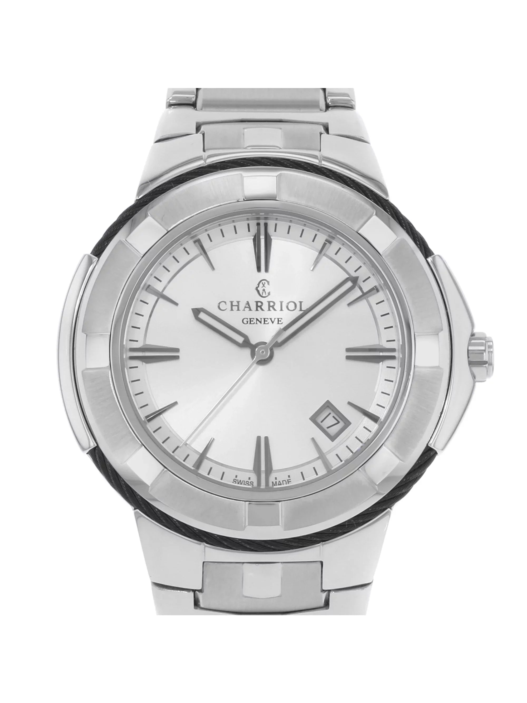 Charriol Celtic Stainless Steel Silver Interface Crystal Individuals Watch CE443B.930.103