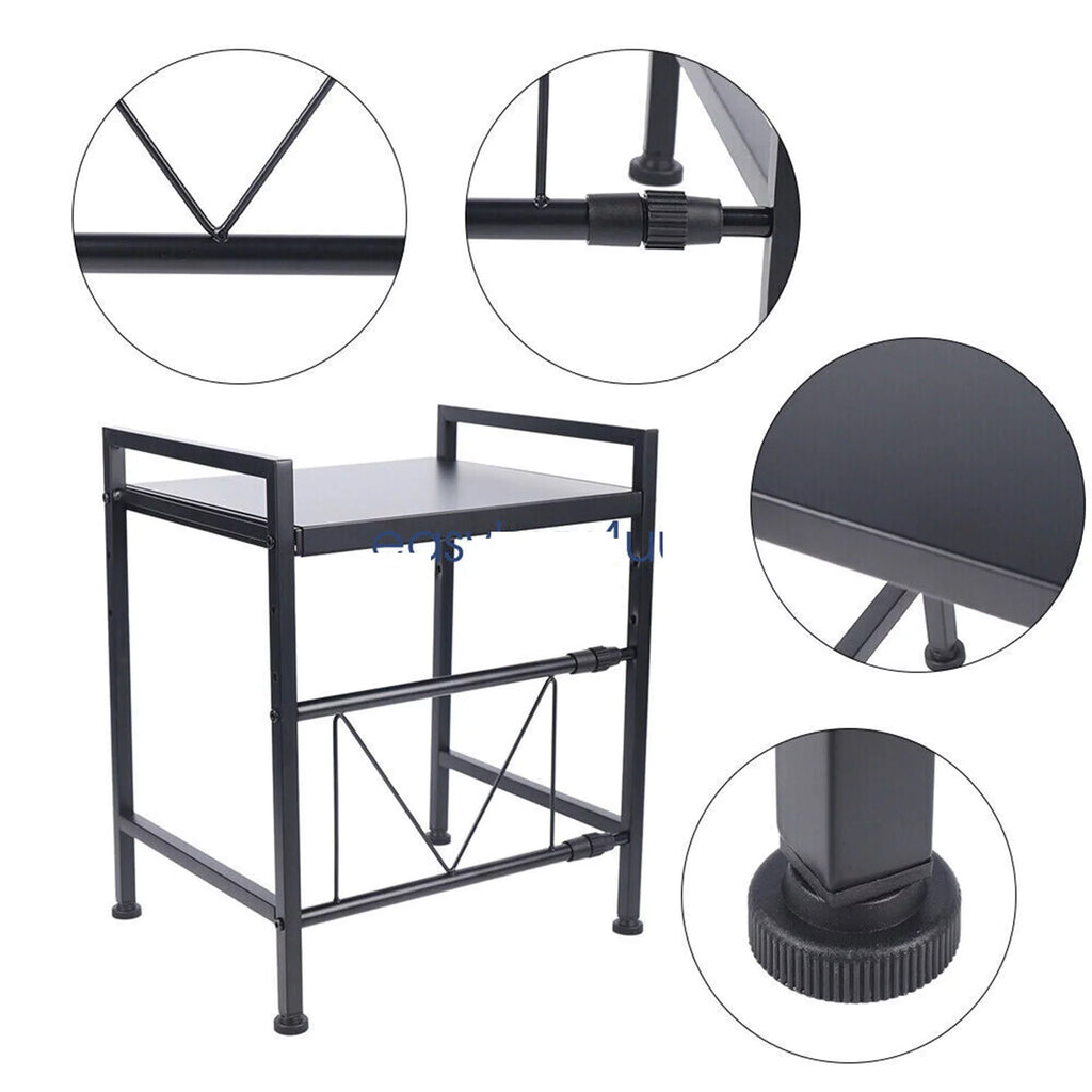 14.5~22.8 inch Microwave Oven Rack, Single Tier Countertop Microwave Oven Rack, Metal Shelf Kitchen Gentlemen Storage Cabinet Stand, Expandable Retractable Microwave Oven Rack
