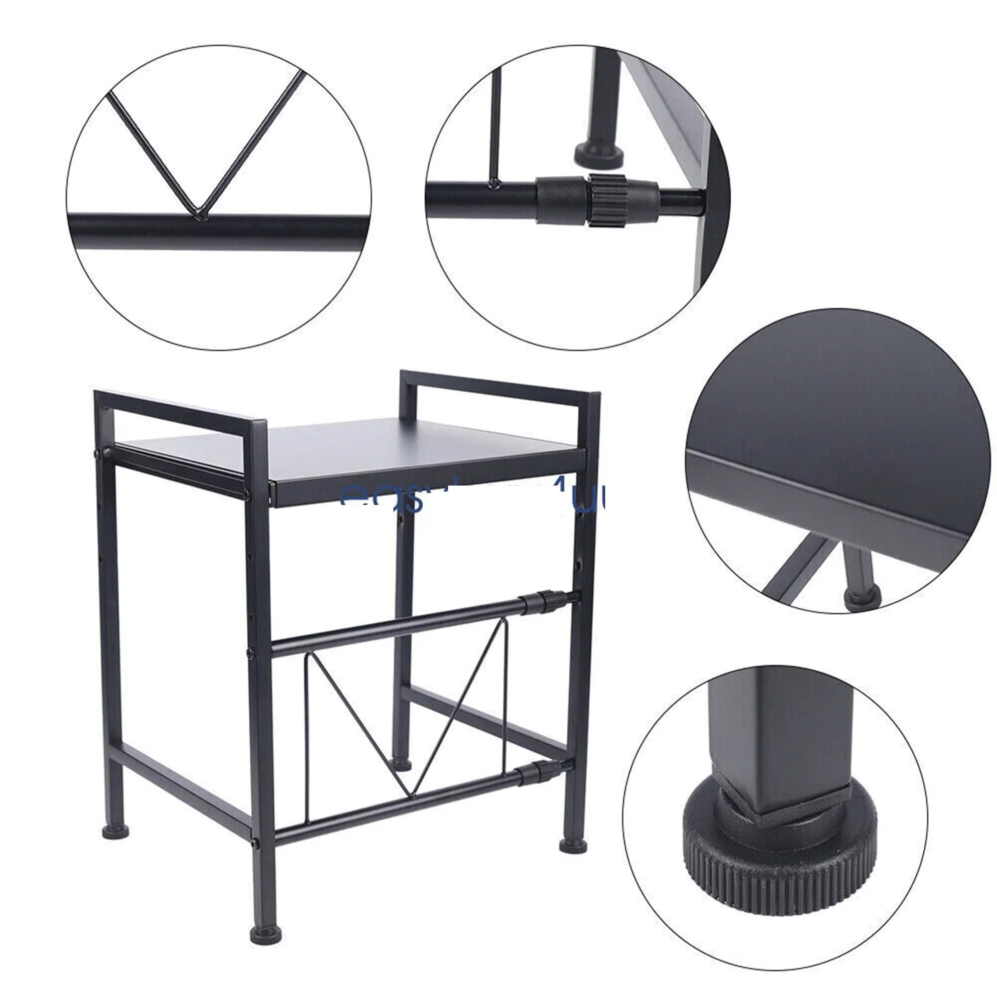 14.5~22.8 inch Microwave Oven Rack, Single Tier Countertop Microwave Oven Rack, Metal Shelf Kitchen Gentlemen Storage Cabinet Stand, Expandable Retractable Microwave Oven Rack