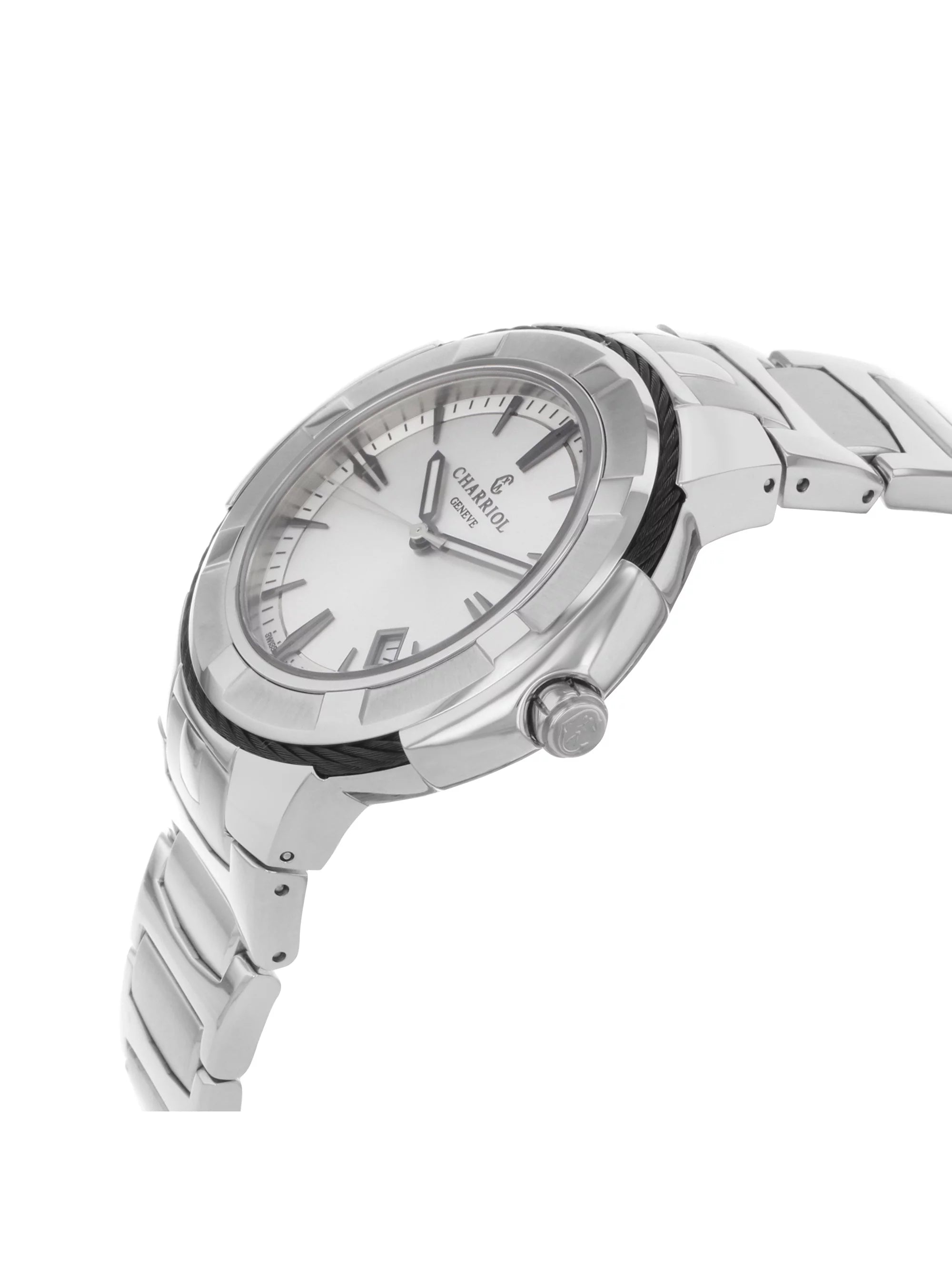 Charriol Celtic Stainless Steel Silver Interface Crystal Individuals Watch CE443B.930.103