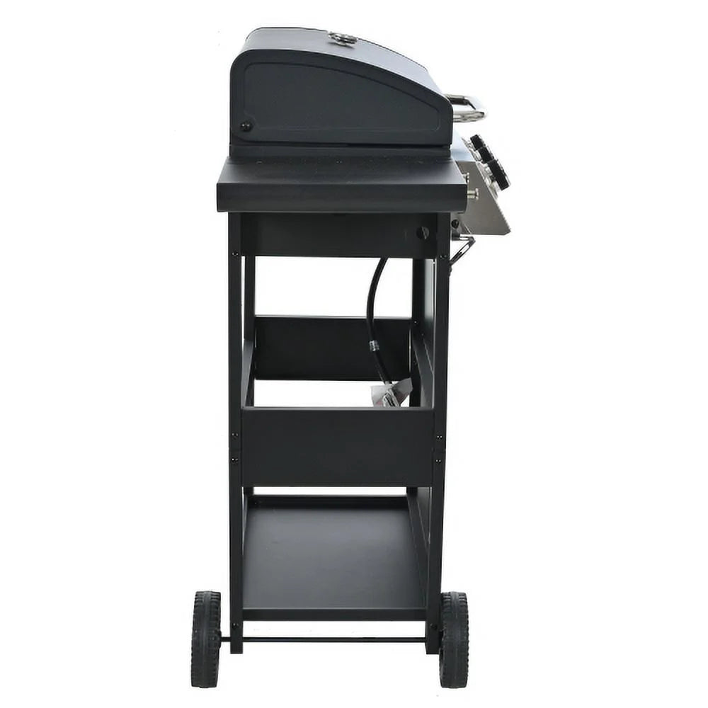 Kaireey 3 Burner BBQ Propane Gas Grill, Stainless Steel 30,000 BTU Patio Garden Barbecue Grill with Two Foldable Shelves