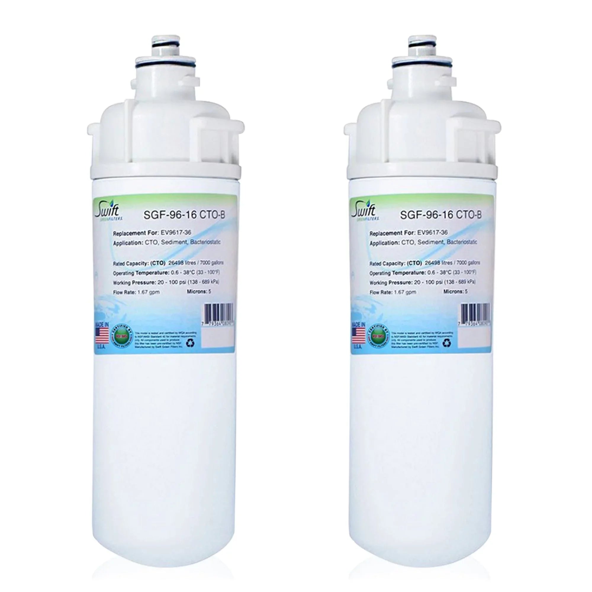 Swift Green Filters SGF-96-16 CTO-B Compatible Commercial Water Filter for EV9617-36, Made in USA (Pack of 2)
