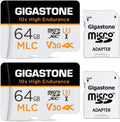 Gigastone 64GB MLC Micro SD Card, 10x High Termination (MLC) 4K Video Recording, Security Cam, Dash Cam, Surveillance Compatible 100MB/s, U3 C10, 2 Pack (2x64GB)