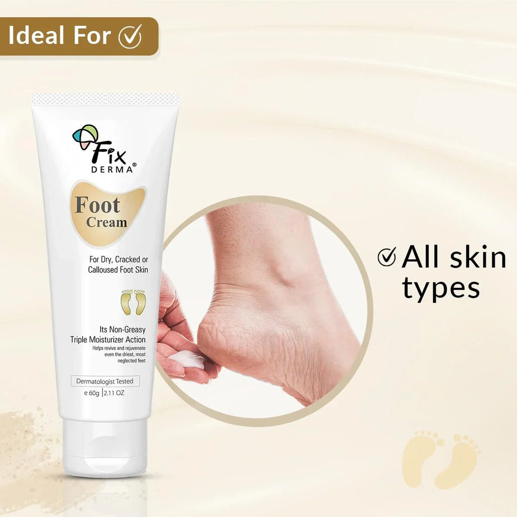 Fixderma 5% Lactic Acid, 15% Urea, 3% Glycerine, Foot Cream For Dry & Cracked Feet, Moisturizes and Soothes Feet, Heel Repair Paraben & Sulphate Free, All Skin Types 60 ML