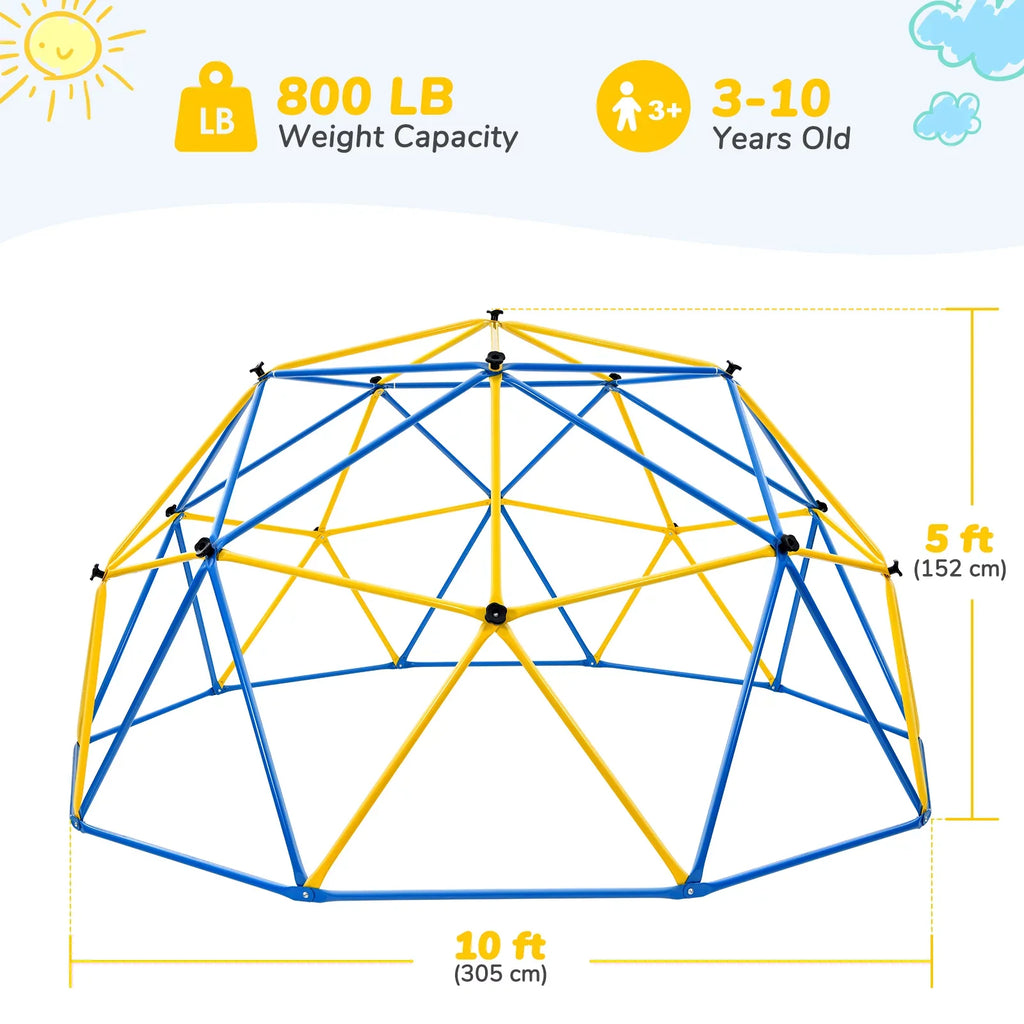 JUGADER 800 lbs Dome Climber with Canopy 10FT Steel Frame Climbing Dome with Swing and Hammock For Kids