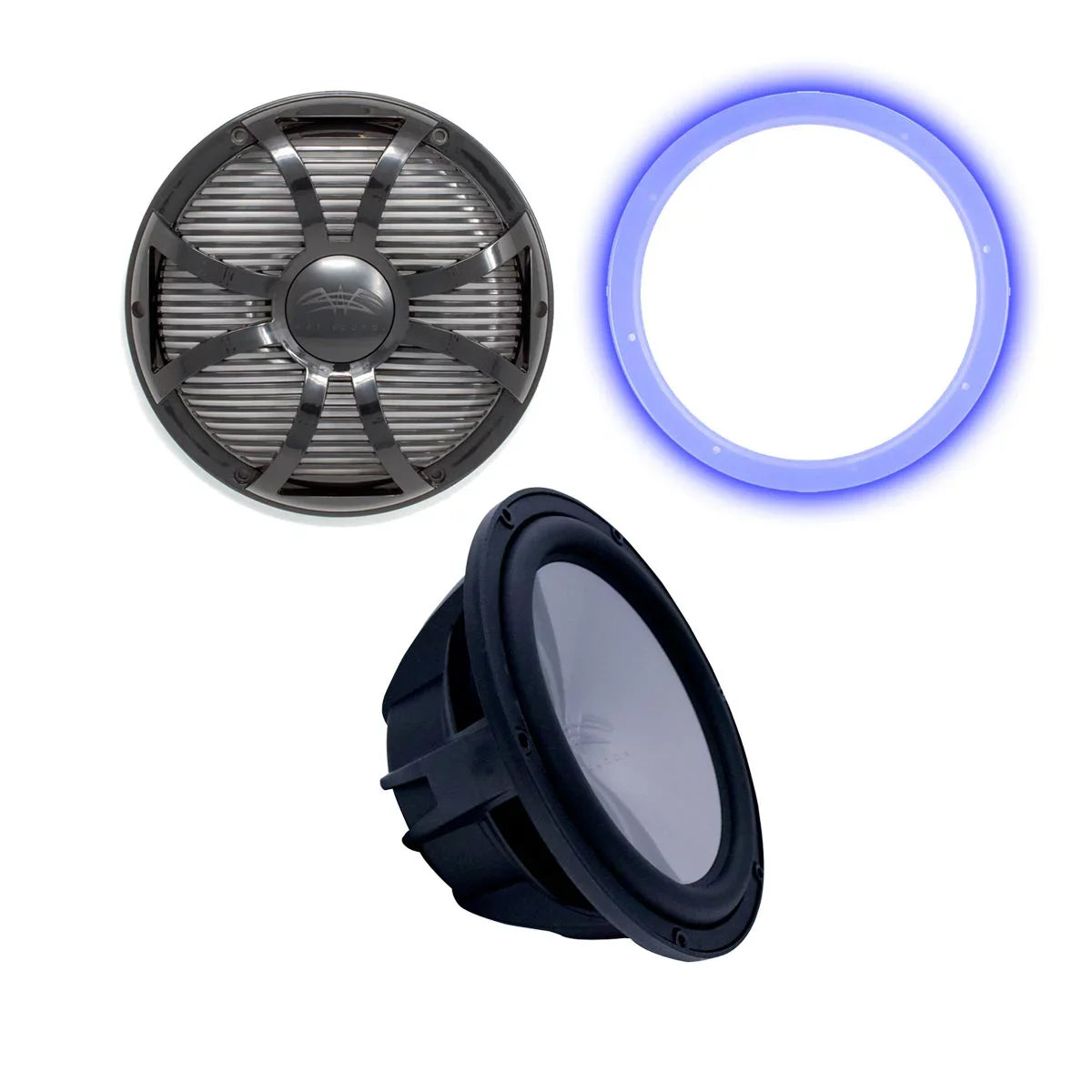Wet Sounds REVO10 High Power S4-B Revo 10" Sub with LED Ring & Grill - Ebony Subwoofer & Dark Closed Face SW Grill