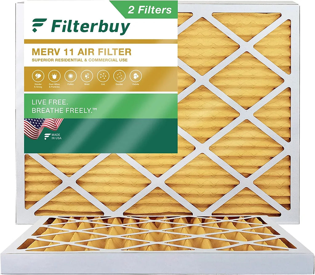 Filterbuy 12x16x2 MERV 11 Pleated HVAC AC Furnace Air Filters (2-Pack)