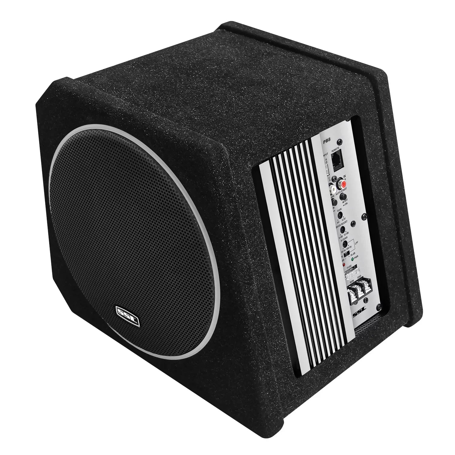 Sound Storm Laboratories PB8 8 Inch Amplified Powered Car Audio Subwoofer Package – Built-in Amplifier, Passive Radiator, Remote Subwoofer Control, For Truck, Boxes and Enclosures