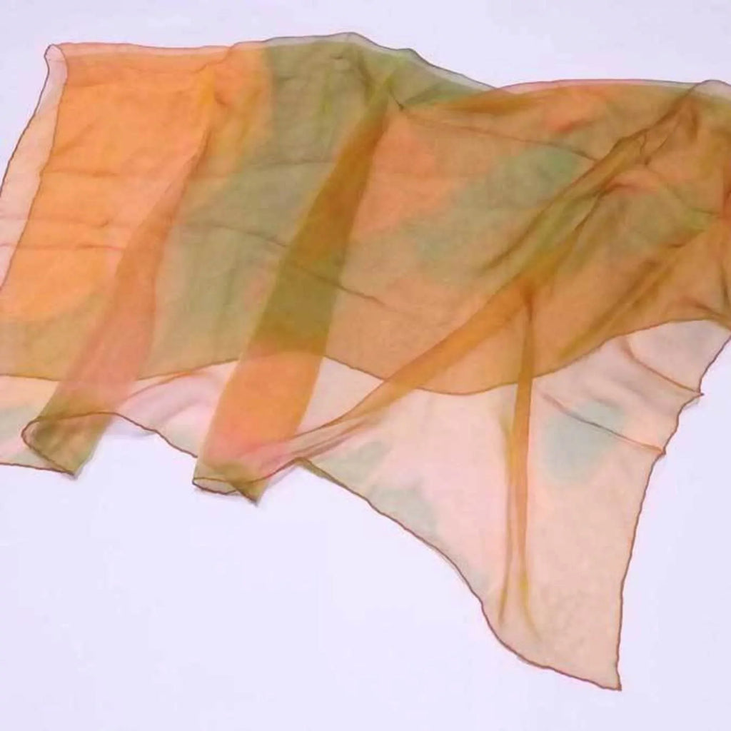Pre-Owned Louis Vuitton Scarf LV Logo Orange x Yellow Green 100% Silk Individuals (Good)