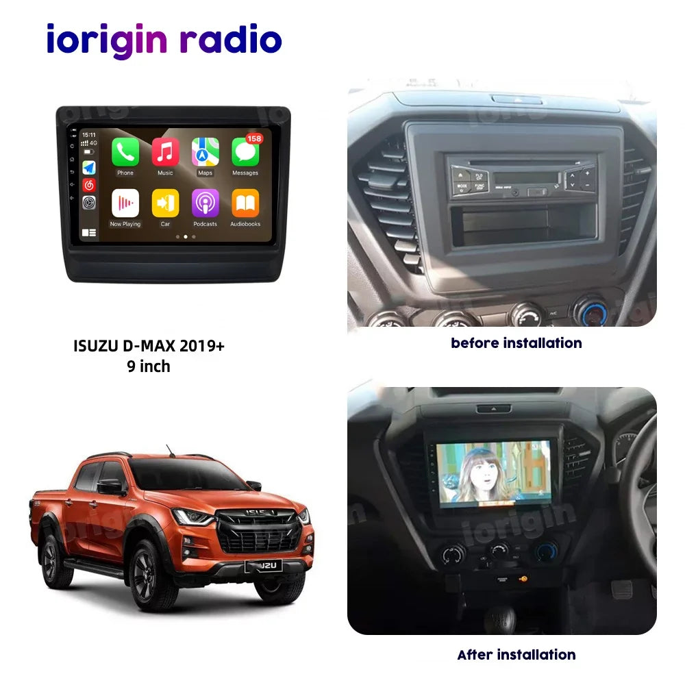 For Isuzu D-Max Dmax 2019+ with Carplay Android Auto 9'' Car Stereo Radio Android 12 WIFI GPS FM Bluetooth,with HD Rearview Camera